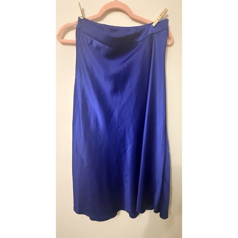 Deluc Royal Blue Satin A-Line Skirt with Zip Closure - Medium